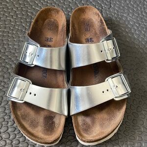 Silver Birkenstock Arizona